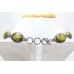 Women's Necklace 925 Sterling Silver beads green synthetic amber stone P 414